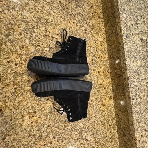 TUK Womens Viva Creepers Mondo Boots Lace Up Black Suede Size 9 - Picture 3 of 8
